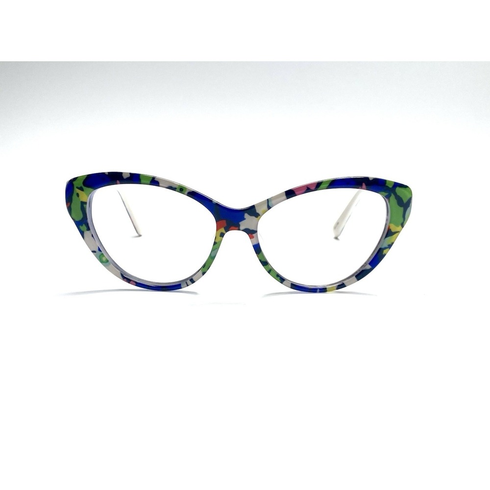 New Kate Spade White w Blue Pink Green Pop Art Cat Eye Glasses Della 55 15 135